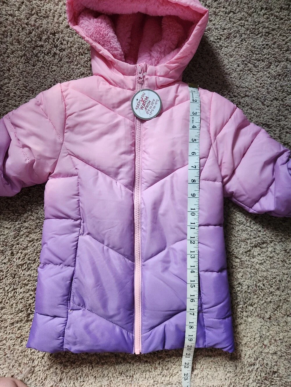 SwissTech Pink Purple Ombre Puffer Coat Girls Size XS 4/5 NWOT